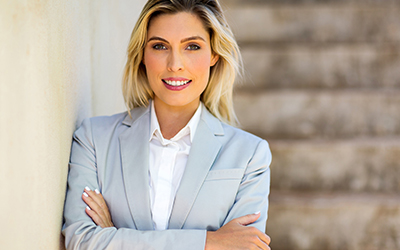 A business woman smiling