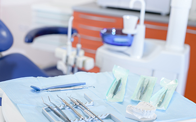 Dental equipment on a tray